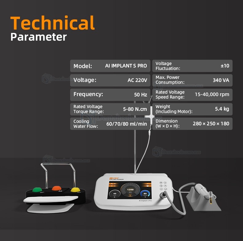 Pluspower®Ai-S-Pro Motor de implante dental sin escobillas con contraángulo 20:1